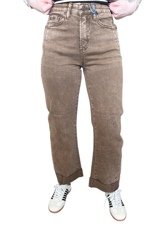 High Rise Straight With Cuff Jeans