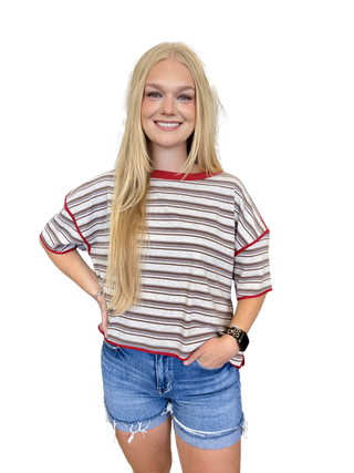 Striped Short Sleeve Boxy Top