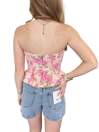 Selina Floral Peplum Corset Top