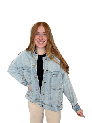 Light Denim Back Pleated Jacket
