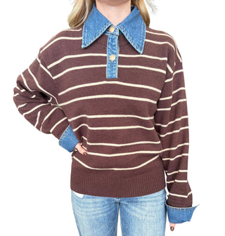 Sweater With Denim Contrast