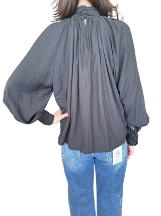 Black Mock Neck Blouse