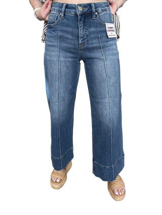 TC Mid Rise Crop Wide Pintuck Front Jeans