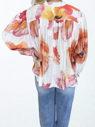 Neck Band Long Sleeve Voluminous Blouse