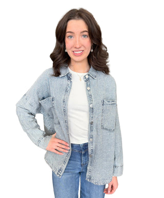 Stone Denim Oversized Shirt