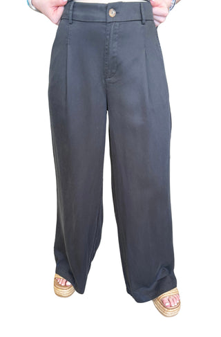 Zipper Front Wide Leg Pants
